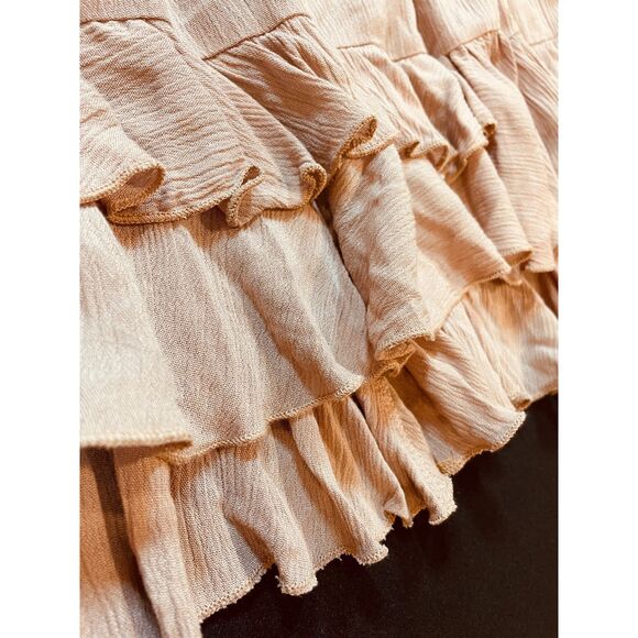 ~ Boho Sundress Le Miel Crochet Med Beachy Tan Mini Slip Dress Layered Bralette - Picture 10 of 16